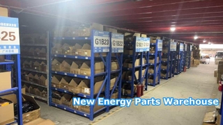 Warehouse Overview of New Energy Auto Parts Inventory and Storage
